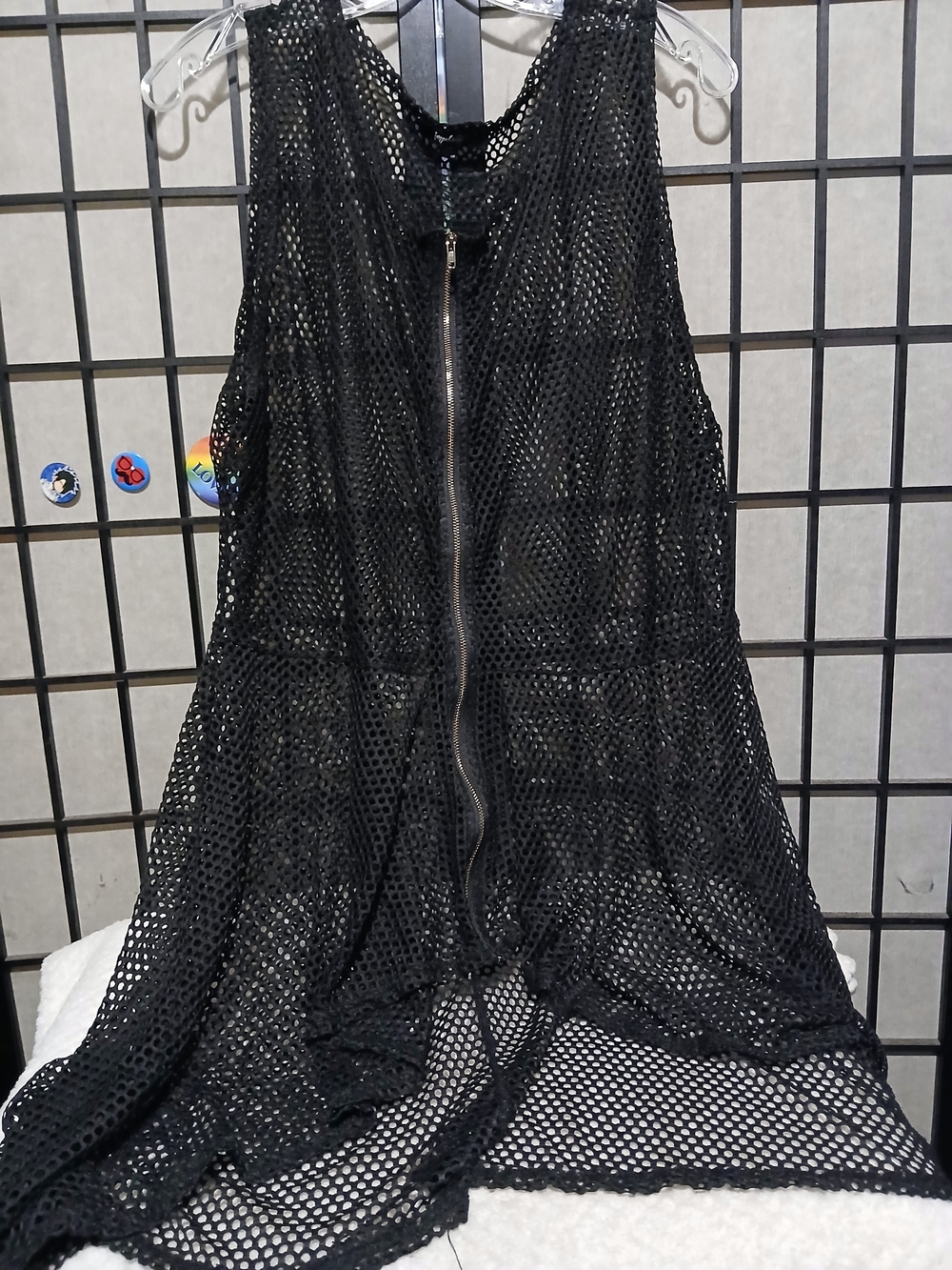 Black Mesh Zip-Front Cover-Up